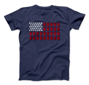navy american flag beer pong shirt
