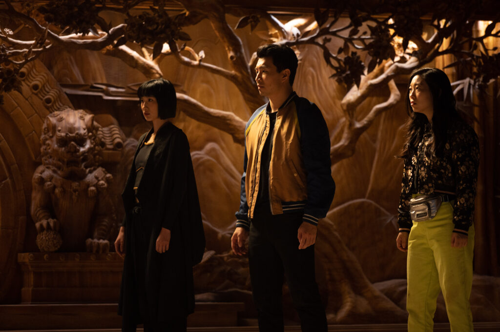 Xialing (Meng’er Zhang), Shang-Chi (Simu Liu) and Katy (Awkwafina)